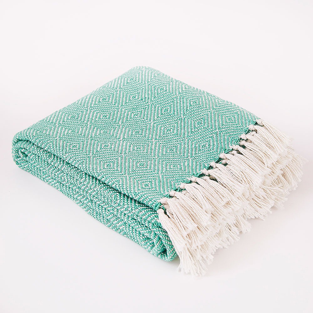 Weaver Green Diamond Blanket Aqua Cushions and Throws Webbs