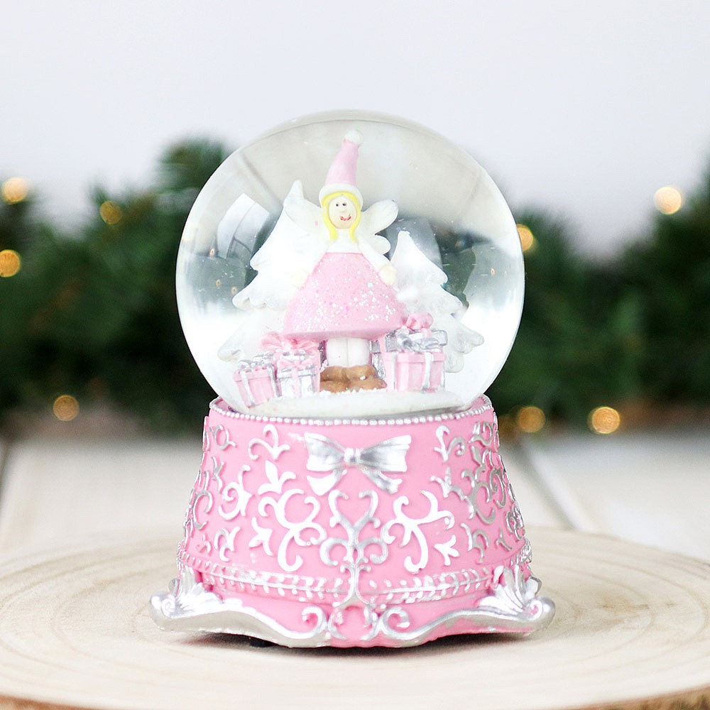 pink christmas snow globe