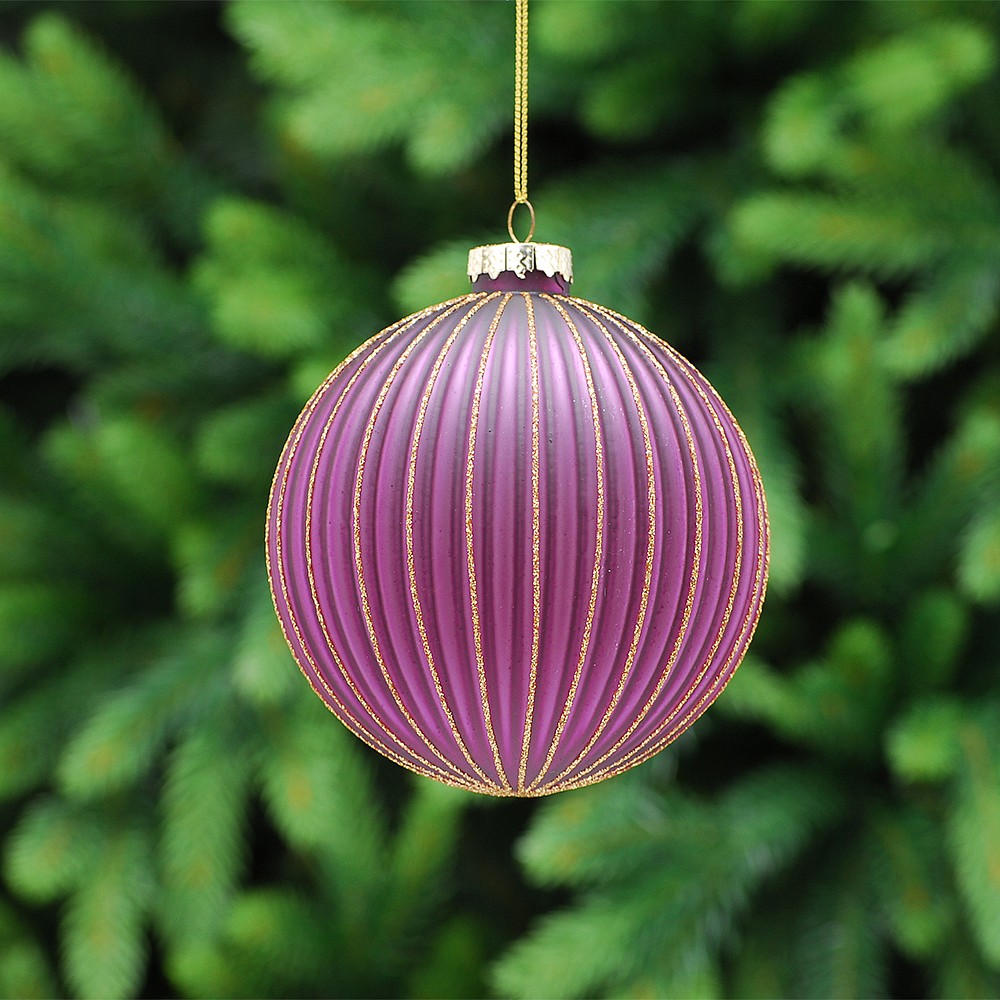 purple glass christmas baubles