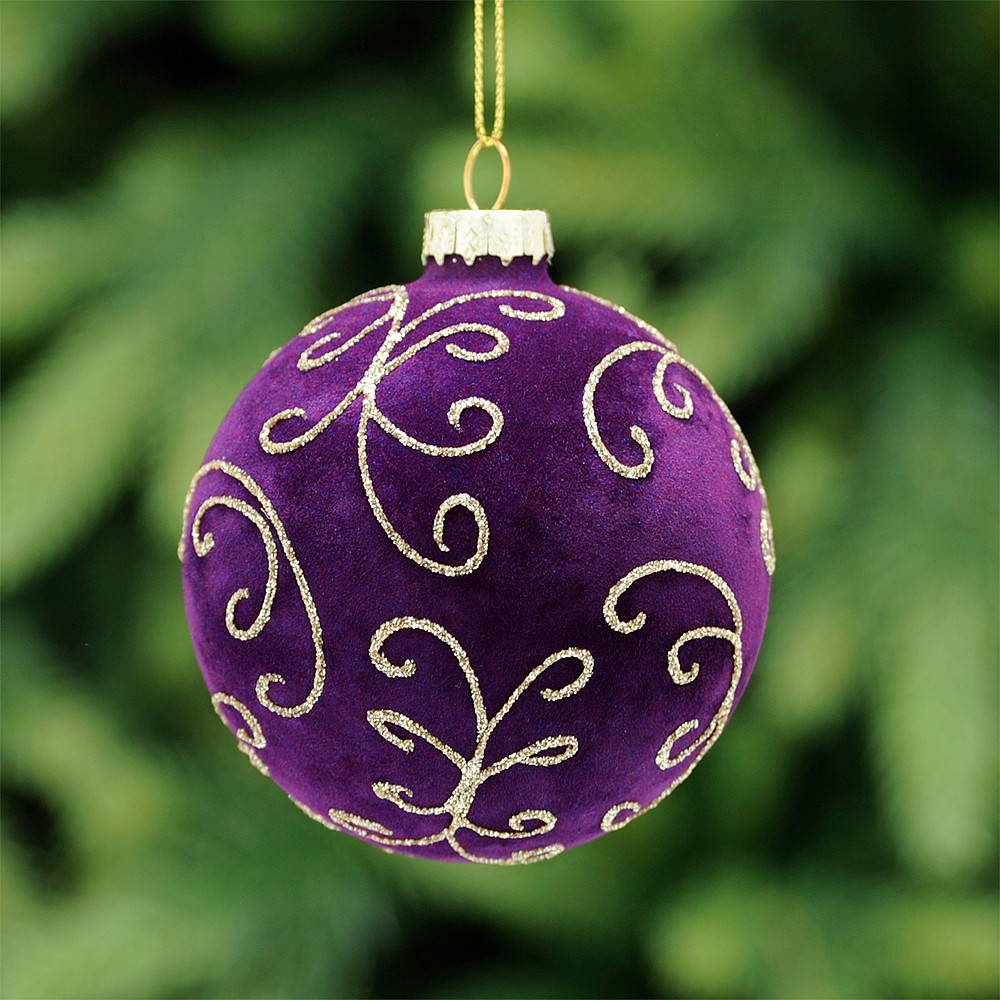 purple glass christmas baubles