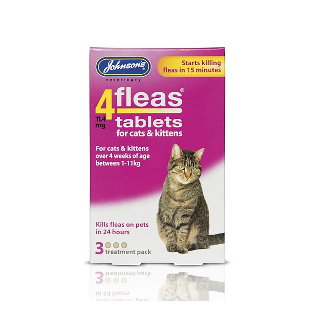 Johnsons 4 Fleas Cat Flea Tablets 3 Tablets Cat Grooming Healthcare Webbs Garden Centres