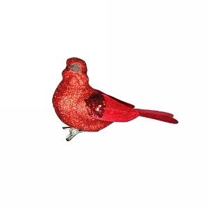 Gisela Graham Red Glitter Bird On Clip Tree Decoration