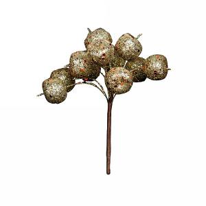 Gisela Graham Gold Glitter Mini Cherry Bunch Pick