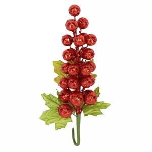 Gisela Graham Red Glitter Berry Cluster