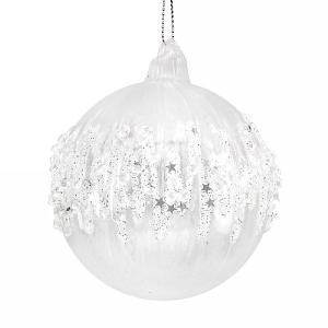 Gisela Graham Clear Glass Bauble with Iridescent Icicle Band