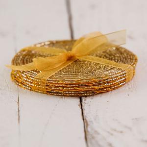 Set of 4 Gold Beaded Coasters