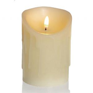 Premier Flickabright 13cm LED Dancing Flame Melted Edge Pillar Candle