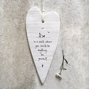 East of India 'In A World Where You Can Be Anything' Long Heart Ornament