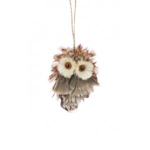 Floralsilk Feather Owl Hanger