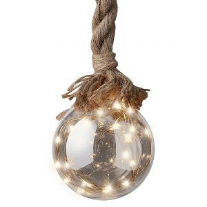 Warm White Micro LED Glass Rope Ball 10cm