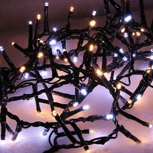 1500 Cool White & Warm White LED Compact Christmas Lights (Green Cable)