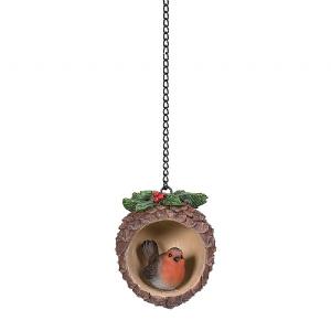 Vivid Arts Robin in Pine Cone Tree Decoration (7cm)