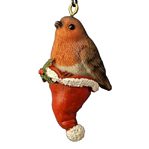 Vivid Arts Robin in Christmas Hat Hanging Tree Decoration