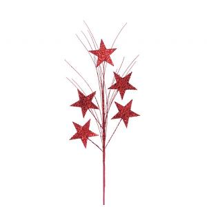 Floralsilk Red Glitter Star Pick 73cm