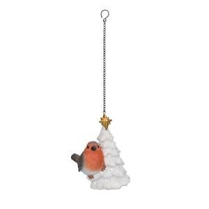 Vivid Arts Robin on Christmas Tree Tree Decoration (8cm)