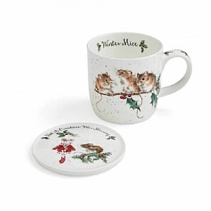 Wrendale Designs Winter Mice Mug & Coaster Set