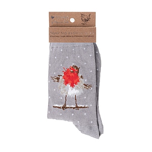 Wrendale Jolly Robin Bamboo Christmas Socks