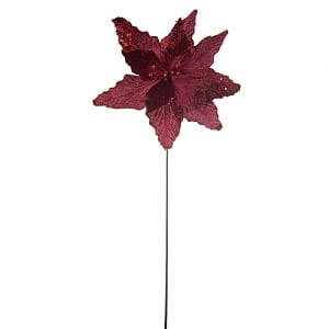 Festive Glitter Burgundy Poinsettia 60cm