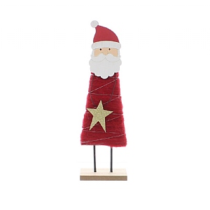 Festive Wooden Santa Red Coat 26cm