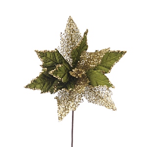 Festive Dark Green & Gold Poinsettia 56cm