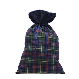 Festive Blue Tartan Sack 70cm