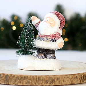 Ceramic Santa with LED Light Tree on Snow