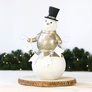 Snowman with Sign 37cm