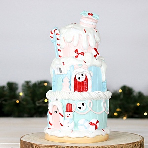 Cake House with LED Light (Snowman) 30cm