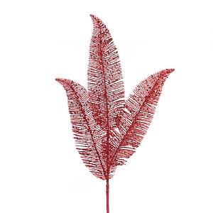 Floralsilk Red Glitter Fern Spray 61cm