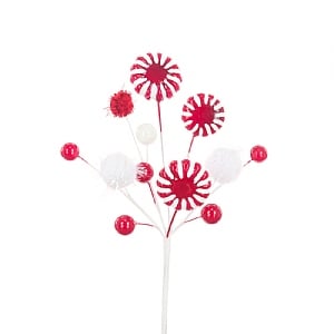 Red & WhiteBerry Pom Pom Pick 23cm