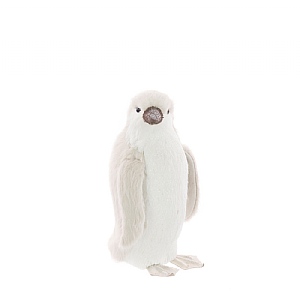 Floralsilk Grey & White Fluffy Penguin Figure 24cm