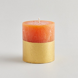 St Eval Orange & Cinnamon Scented Gold Half Dipped Pillar Candle