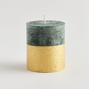 St Eval Winter Thyme Scented Gold Half Dipped Pillar Candle