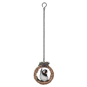 Vivid Arts Penguin in Silver Birch Log Hanging Decoration