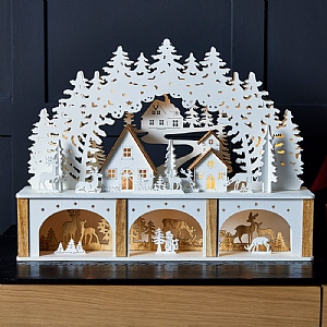 Festive Battery Operated Lit village Scene 45cm