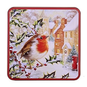 Grandma Wilds Square Snowy Robin Biscuit Tin 160g