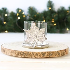 Aluminium Gold Leaf Candle Holder