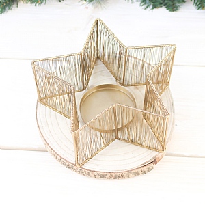 Gold Iron Star Tealight Holder