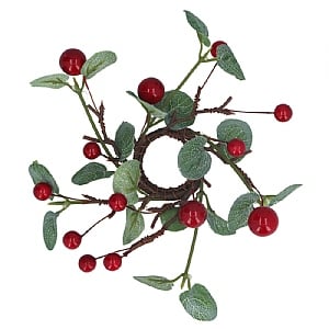 Gisela Graham Eucalyptus and Red Berry Candle Ring - Small