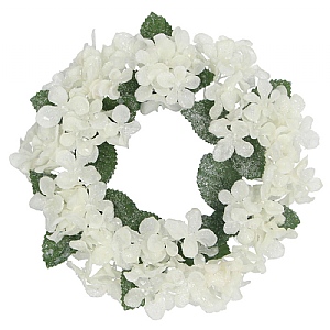 Gisela Graham White Hydrangea Fabric Candle Ring (18cm)