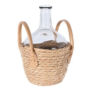 Glass Vase in Seagrass Handled Basket 27cm