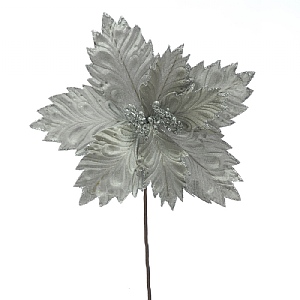 Festive Silver Poinsettia 66cm