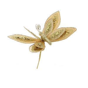 Festive Gold Glitter Butterfly Stem 26cm