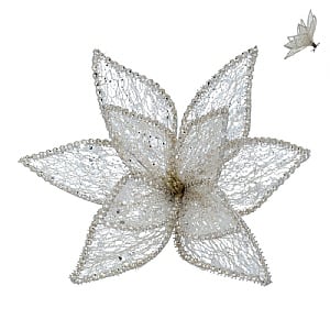 Gisela Graham Sheer Gold Fabric Poinsetta Clip