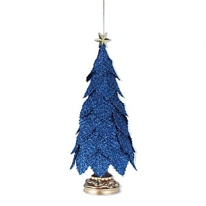 Gisela Graham Blue & Gold Glittered Acrylic Tree on Stand Tree Decoration