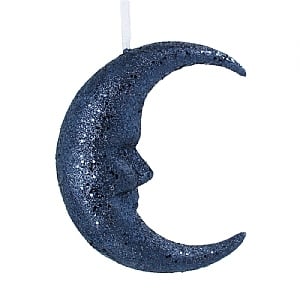 Gisela Graham Large Blue Glitter Moon Tree Decoration