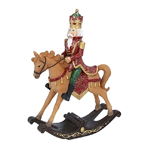 Gisela Graham Resin Nutcracker on Rocking Horse Ornament