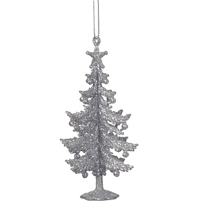 Decoris Silver Glitter Tree Decoration 13.5cm