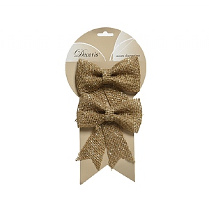 Decoris 2 Gold Bows 13cm