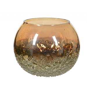 Decoris Gold Glass Tealight Holder 11cm